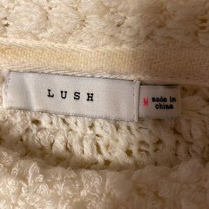 Lime wash crocheted sweater, two openings in the back bellbottoms sleeves